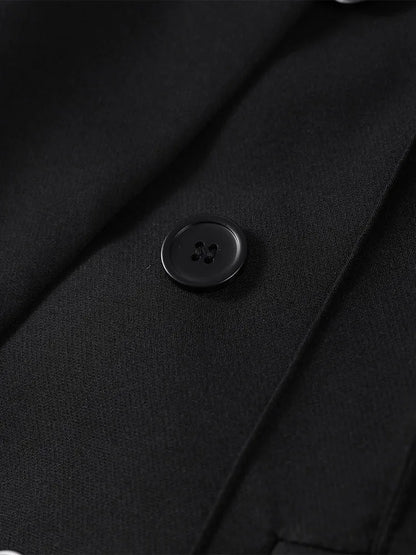 Elegant Women's Black Blazer Coat Long Sleeve Stand Collar Buckle Thick Jacket Female 2026 Spring Autumn Lady Commute Outwear