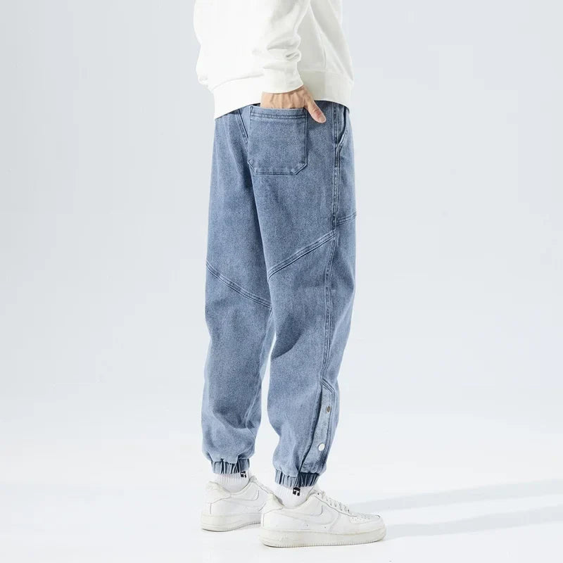 Korean Popular Clothes Jeans Casual Men Loose Fit Stretch Spandex Denim Jogger Pant Male Hip Hop Streetwear Trouser Big Size 8XL