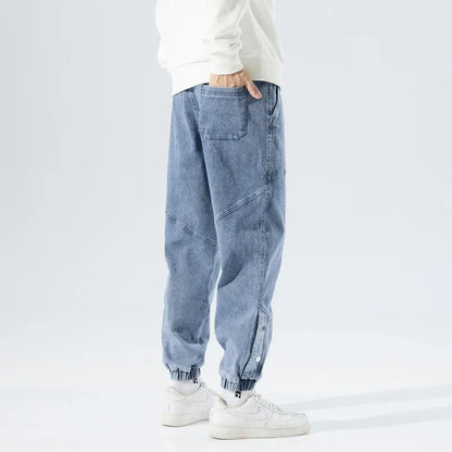 Korean Popular Clothes Jeans Casual Men Loose Fit Stretch Spandex Denim Jogger Pant Male Hip Hop Streetwear Trouser Big Size 8XL