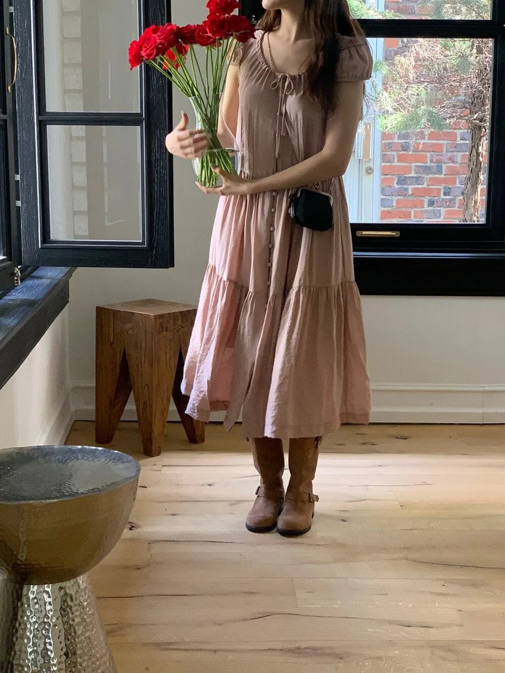 Spring 2025 Chic A-Line Dr Korean Sle Long Svel Women's Faionable Gown Ele Personali Commute Suitable Dr
