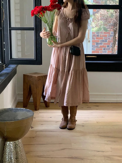 Spring 2025 Chic A-Line Dr Korean Sle Long Svel Women's Faionable Gown Ele Personali Commute Suitable Dr