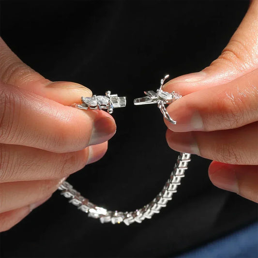 Bracelets de tennis en moissanite taille marquise de 0,5 carat pour femmes et hommes, en argent 925 plaqué or 18 carats, avec diamant de laboratoire et certificat