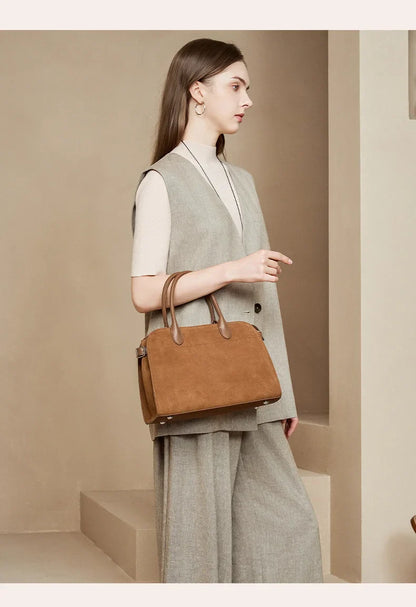 2026 Fall Winter Suede Leather Spacious Crossbody Tote Bag Simple Commuting Handheld Single Shoulder Bag Premium Women's Handbag