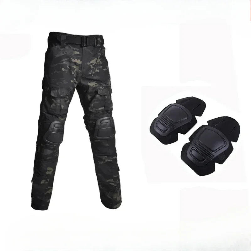 2025 Outdoor Combat Pants +Knee Pads Men Tactical Hunting Pant Camo Pants Quick Dry Sport Multi-pocket Clothes Wear Resistant