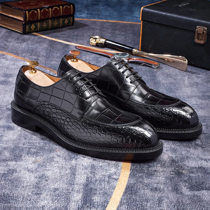 Luxury Man Dress Shoes Increased Height Oxfords Shoe Genuine Cowhide Leather Crocodile Pattern Elegant Wedding Male Footwear