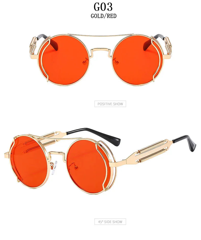 Punk Sunglasses For Men Designer Vintage Round Steampunk Fashion Glasses Retro Sunglasses Women 2024 Gafas De Sol Hombre Lunette