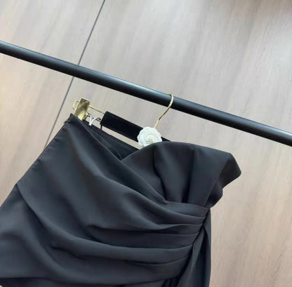 2026 Spring and Summer Design Sense Niche French Temperament Pleated Bow Streamer Hip Skirt for Women Ladies
