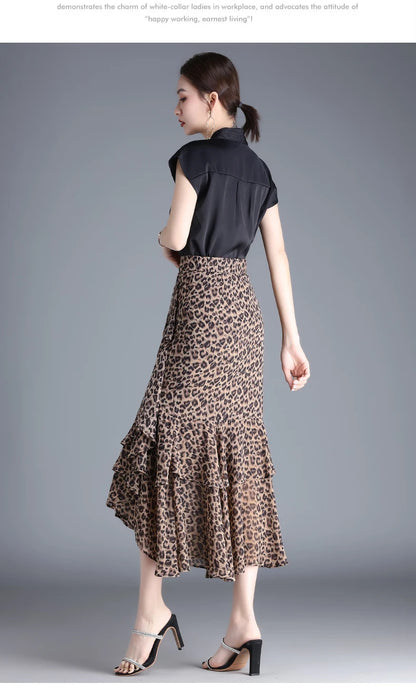 Fashion Irregular Fishtail Chiffon Skirts Elegant High Waist Summer Luxury Party Skirt Female Ruffles Long Skirts