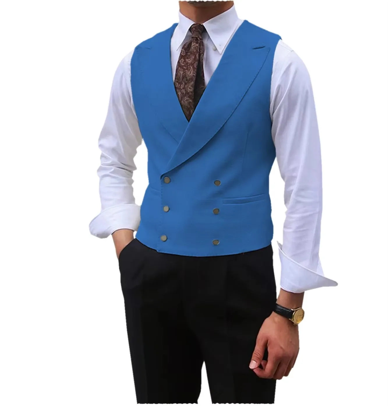 Fashion Solid Vests for Men Casual Style Sleeveless Male Fashion Waistcoat 1 Piece Slim Fit Beach Prom Party Suits Vest