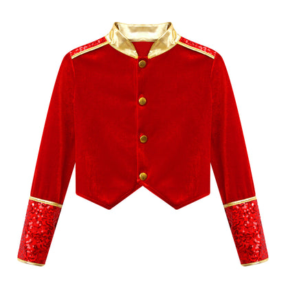 Kids Girls Boys Drum Major Costume Marching Band Uniform Ringleader Drummer Halloween Cosplay Performance Prince Costume