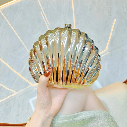 2025 Women Silver Gold Shell Bag Cute Acrylic Evening Clutch Bag With Strap For Wedding Party Small Purses Designer Handbags Ins