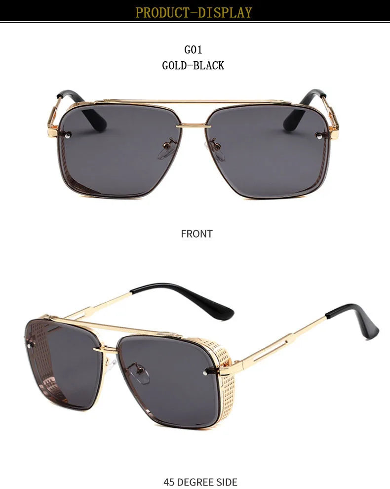 New Punk Square Sunglasses For Men Vintage Fashion Glasses Retro Steampunk Sunglasses Women Trendy Gafas De Sol Hombre Zonnebril