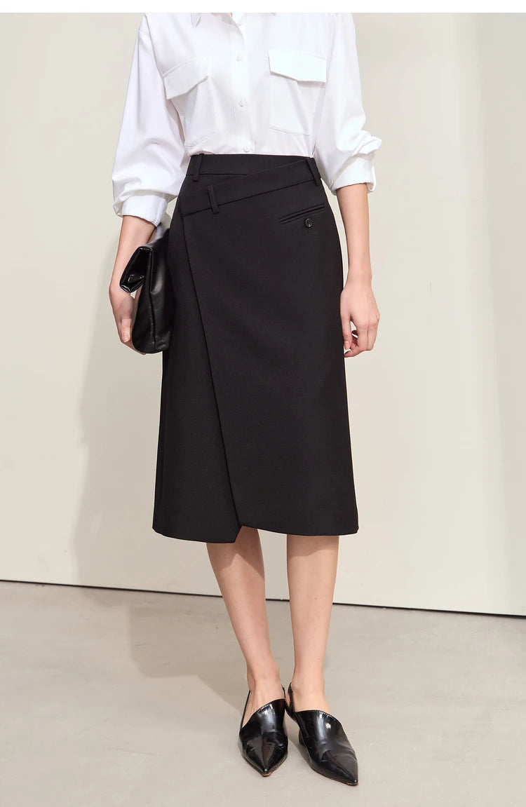 Minimalism 2024 Autumn Skirts for Women New Commuter Intellectual One-piece Wrap A-line Solid Slim Blazer Skirt 12443019