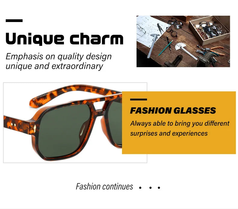 Square Sunglass Men Retro Vacation Yellow Sunglasses Women Trendy Vintage Fashion Glasses Luxury Gafas De Sol Hombre Zonnebril