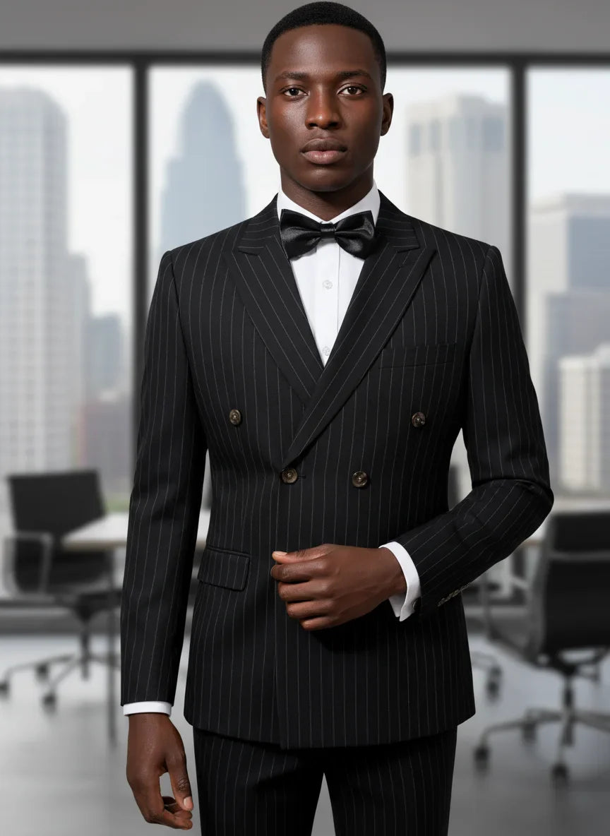 High Quality Black Striped Suits for Men Party Slim Fitting Luxury Man Clothing Elegant Mens Suit Wedding Trends Costumes
