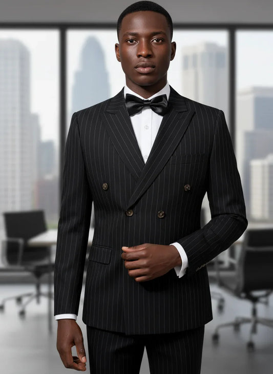High Quality Black Striped Suits for Men Party Slim Fitting Luxury Man Clothing Elegant Mens Suit Wedding Trends Costumes