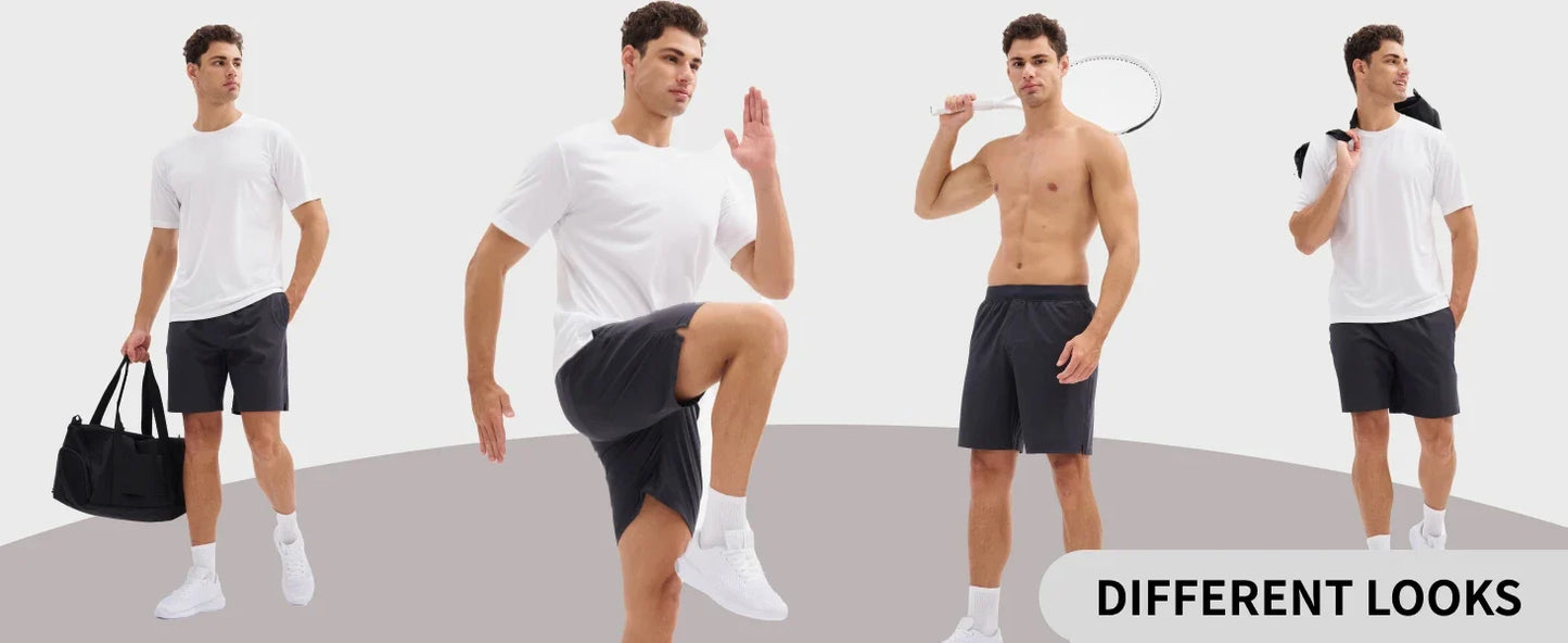 Men's UPF 50+ Athletic Running Shorts 8 inches Quick Dry Lightweight Workout Gym Sports Hiking Shorts with 3 Pockets