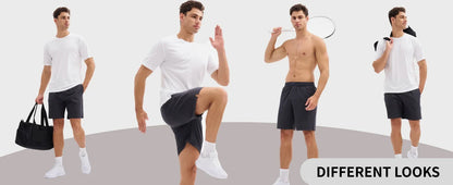 Men's UPF 50+ Athletic Running Shorts 8 inches Quick Dry Lightweight Workout Gym Sports Hiking Shorts with 3 Pockets