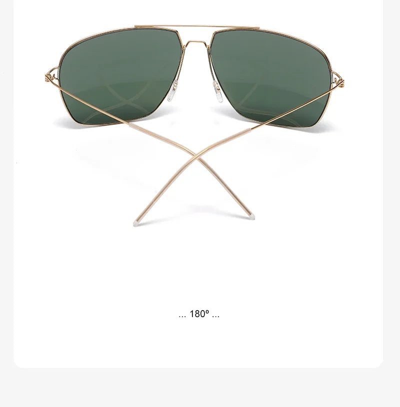 Classic Aviator Sunglasses Men Gold Metal Frame Green Lens Retro Pilot Shades UV400 Outdoor Driving Sun Glasses
