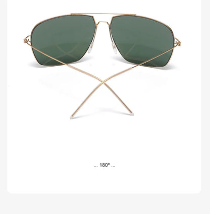 Classic Aviator Sunglasses Men Gold Metal Frame Green Lens Retro Pilot Shades UV400 Outdoor Driving Sun Glasses