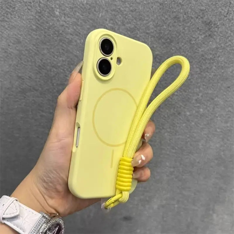 Candy Soft Liquid Silicone for Magsafe Case for iPhone 18 17 16 15 14 Pro Max Shockproof Magnetic Charging Lanyard Strap Cover