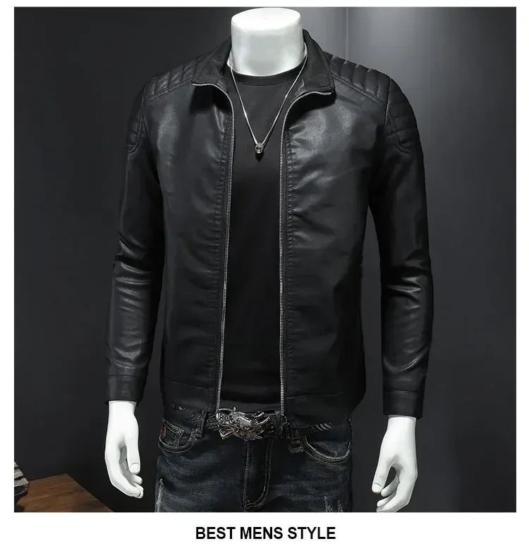 Men PU Leather Jacket Motorcycle Streetwear Baseball Outdoor Bomber Casual coat Men Autumn Motorcycle Windbreaker Male Outwear