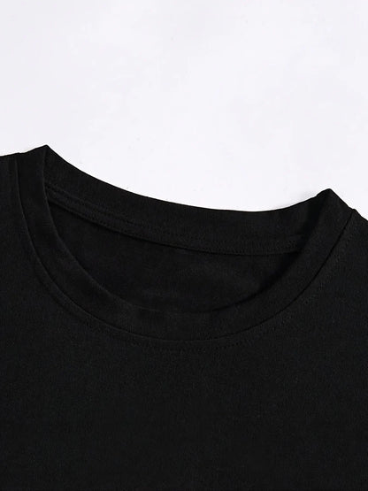 Moon & Mountain Print Crew Neck T-Shirt Print Women's Harajuku Short Sleeve Casual Women's T-shirt Clothing Street Aesthetic