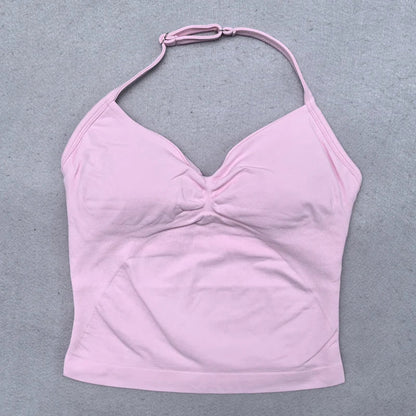 2 Pieces Yoga Set Women Backless Halter Tops High Waist Seamless Shorts Gym Suit Fitness Clothes Sportswear Workout Sets