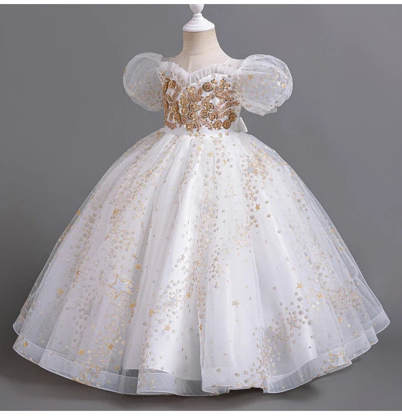 8905 Girls' Flower Wedding Dress Long Sleeveless Summer Princess Rainbow Host Gift Performance Program
