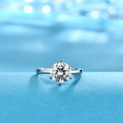 ATTAGEMS Bague Moissanite 1 carat 2 carats 3 carats Rond Brillant Test Diamant Passé Argent Sterling 925 Bagues Solitaires Diamant pour Femmes
