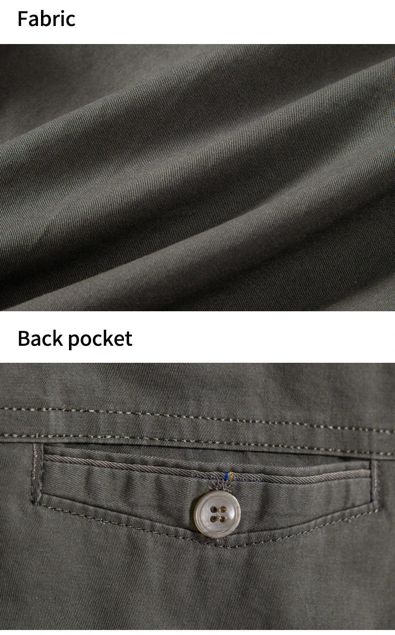 Classic Mens 100% Cotton Casual Shorts Khaki Grey Navy Black Knee Shorts American Style Streetwear Golf Shorts