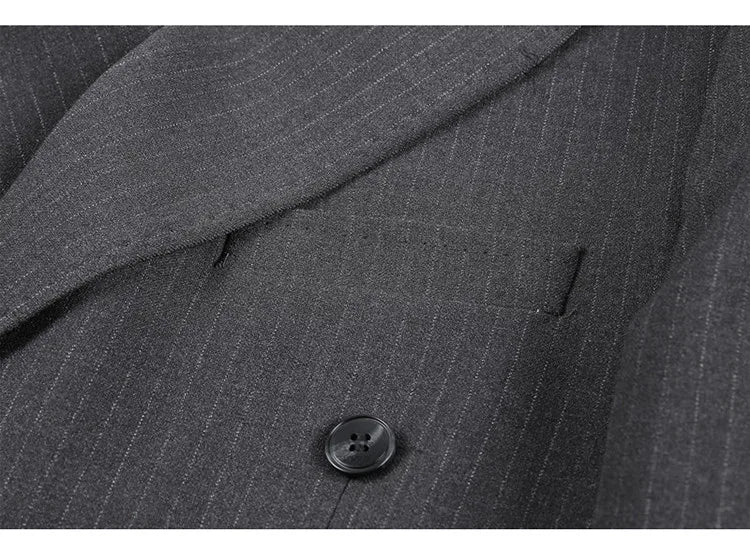 Classic Luxury Striped Men Suit Jacket Fashion Double Breasted Business Office Wedding Tuxedos Male High Quality Slim Fit Blazer