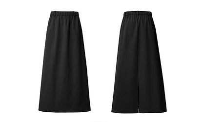 Women's Skirt 2026 Summer New Leisure Elastic Waist Slit A-Line Midi Skirt Women's Loose Embroidered Woman Clothes 12621058
