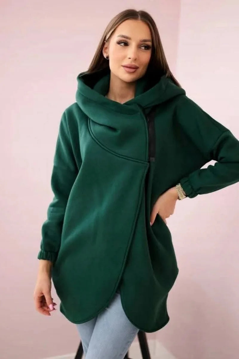 2025 Autumn and Winter Fashion New Women's Sports Loose Velvet Hoodie Zipper Long Sleeve Warm and Cold Proof Hoodie Coat