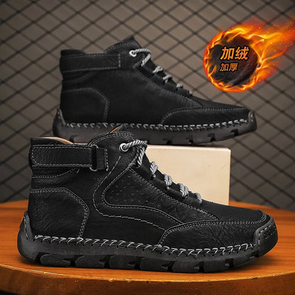 Men's Hand-stitched Boots Plus-size Casual Shoes Comfortable Soft Ankle Boots Outdoor Non-slip Wear Boots