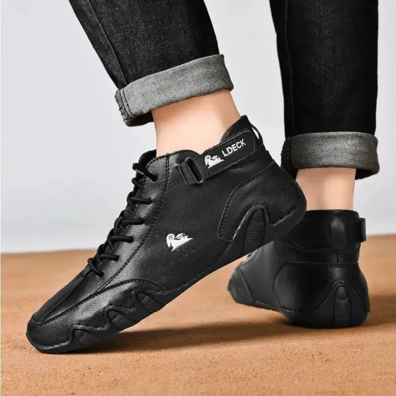 Fashion Men Shoes Brand Men's Boots Breathable Leather Men Ankle Boots Handmade Motorcycle Boots Outdoor Men's Sneakers