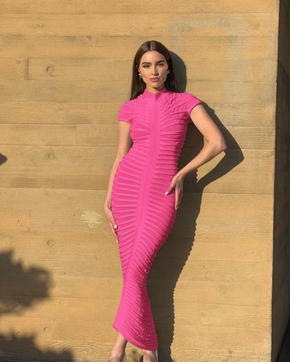Sexy Bodycon Long Dress Women 2025 Summer Slim Fashion Short Sleeve Bandage Maxi Party Dresses Woman Skirt Elegant Vestidos