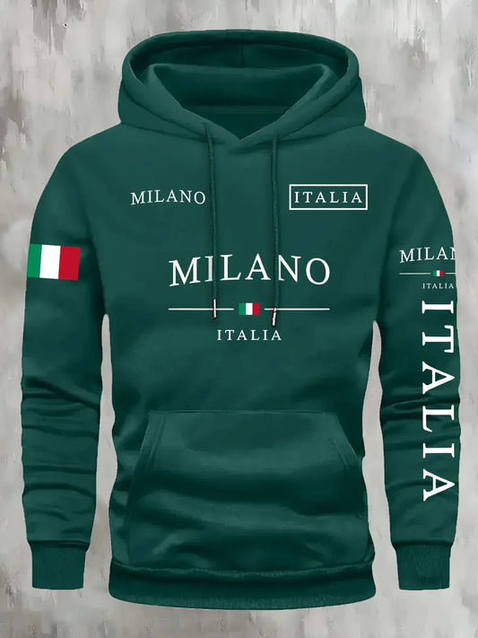 ITALIA MILANO Men Women Hoodie Outdoor Street Casual Sports Vacation Trend Spring Autumn Winter Couple Sweatshirt Top Clothing