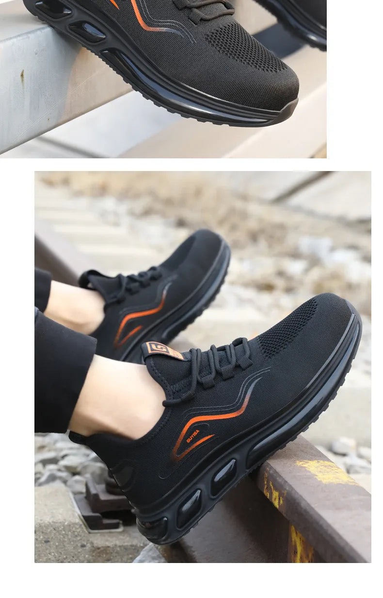 Breathable safety shoes summer man anti puncture safety work sneakers with iron toe male safety shoes men lightweight work shoes
