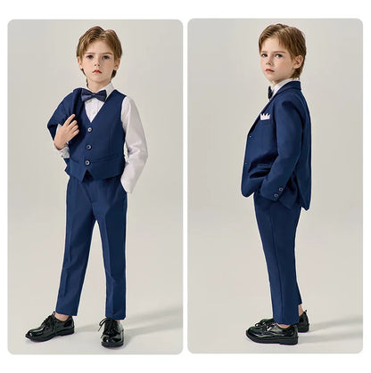 Prince Kids Purple Jakcet Vest Pants Bowtie Piano Party Dress Boys Wedding Ceremony Photograph Suit Children Performance Costume
