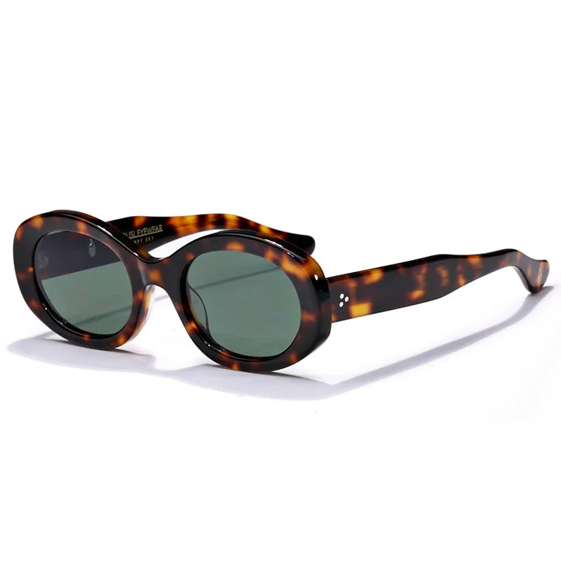 Top Quality Handmade Oval Acetate Men Women Vintage Sunglasses New Exquisite Design Sunglasses Outdoor UV400 Luxury Sunglasses