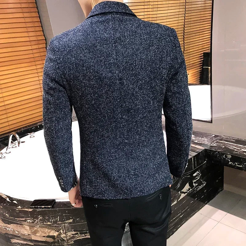 Solid Color Men's Fashion Casual Outdoor Gentleman Business Wedding Trend Slim-fit Formal Dress British Style Wedding Blazer