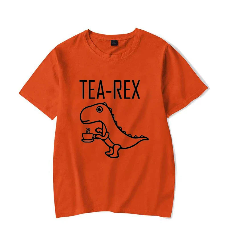 Men Women T-Shirts Tea Rex Funny Dinosaur Drink Coffee T Shirts Fashion Casual TShirt High Quality Streetwear Tops Tee Shirt