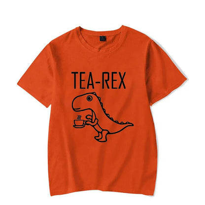 Men Women T-Shirts Tea Rex Funny Dinosaur Drink Coffee T Shirts Fashion Casual TShirt High Quality Streetwear Tops Tee Shirt