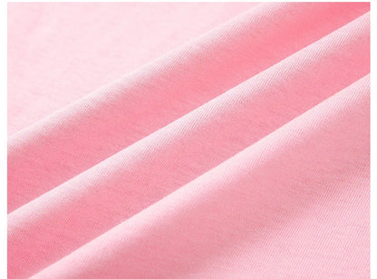100% Cotton Summer T-Shirt Women 2026 Pink Tees Fashion Heavy 3D Floral Casual Crew Neck Short Sleeve Top A6182