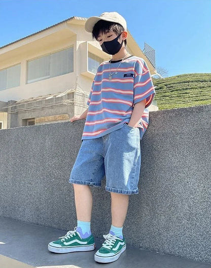 8 To 10 Year Old Boy Clothes Kids Set Junior Boys' Summer Clothing Children's Outfit 2025 Baby Boy's From 4 Years Shorts T-shirt