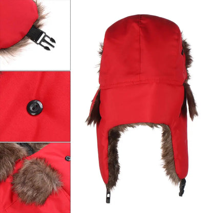 Men's Winter Trapper Aviator Trooper Earflap Warm Russian Waterproof Ski Hat Bomber Cap Russian Warm Ear Protectors Hats