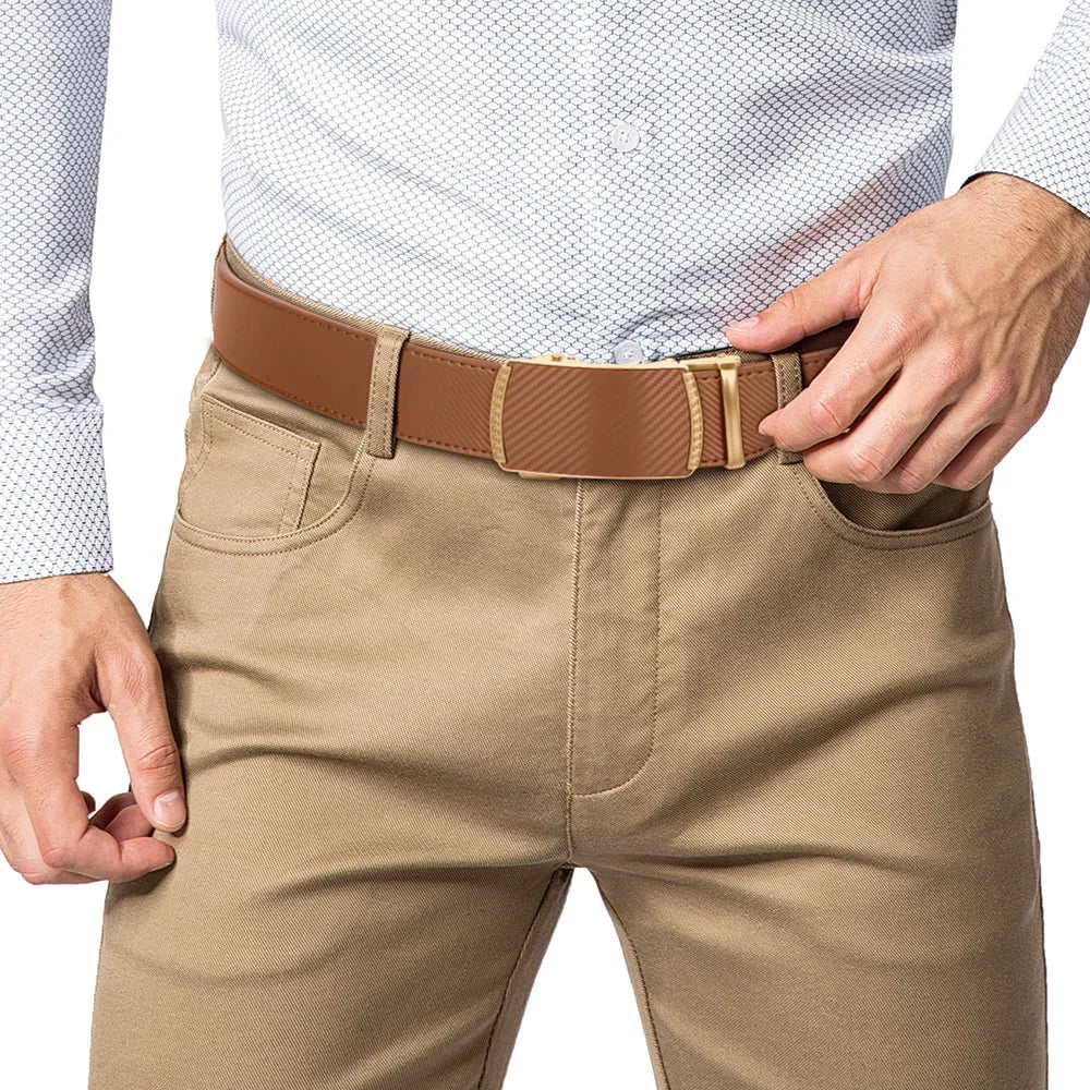 Men Belts High Quality Leather LONG Large Pin Buckle Metal Automatic Buckle High Quality Casual for Jeans Women Strap