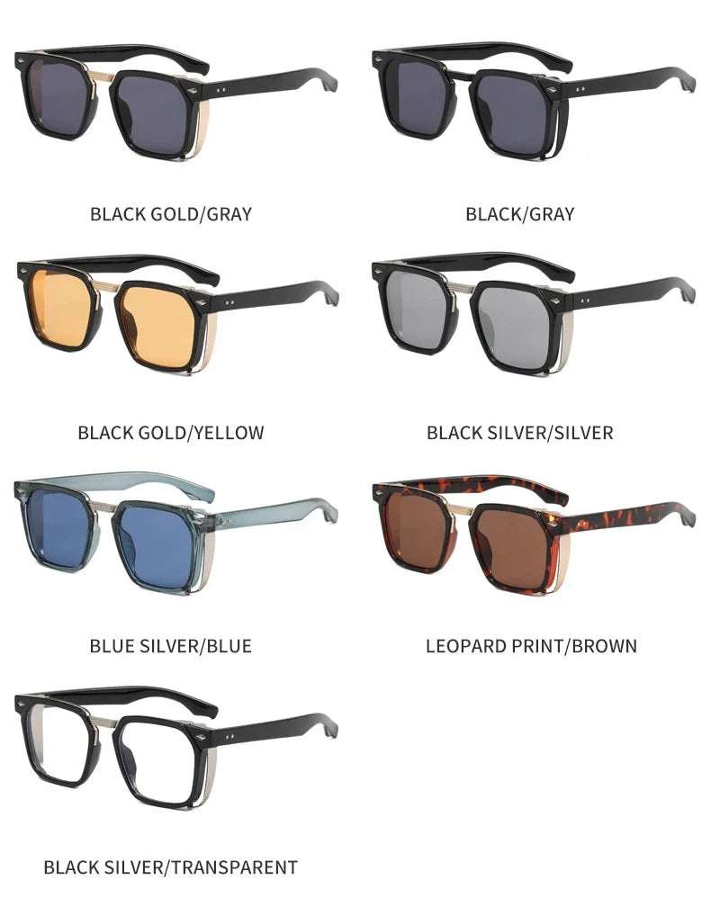 2023 Fashion Punk Sunglasses For Men Vintage Square Steampunk Glasses Luxury Sunglasses Women Trending Sonnenbrille Gafas De Sol