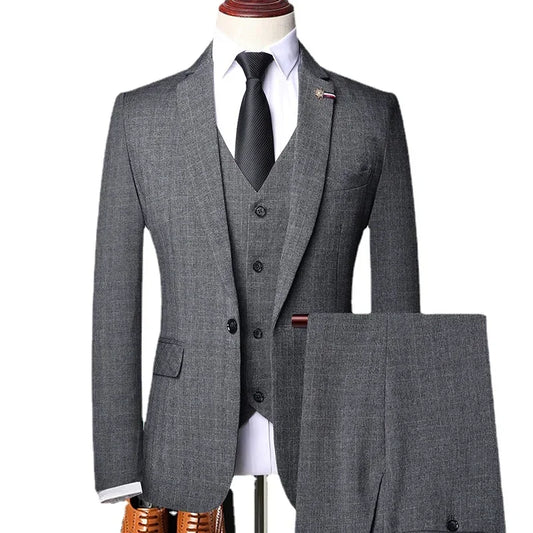 S-6XL Jacket Vest Pants Casual Plaid Retro Business Men's Suit 3Pcs or 2Pcs Set Groom Wedding Dress Blazer Waistcoat Trousers